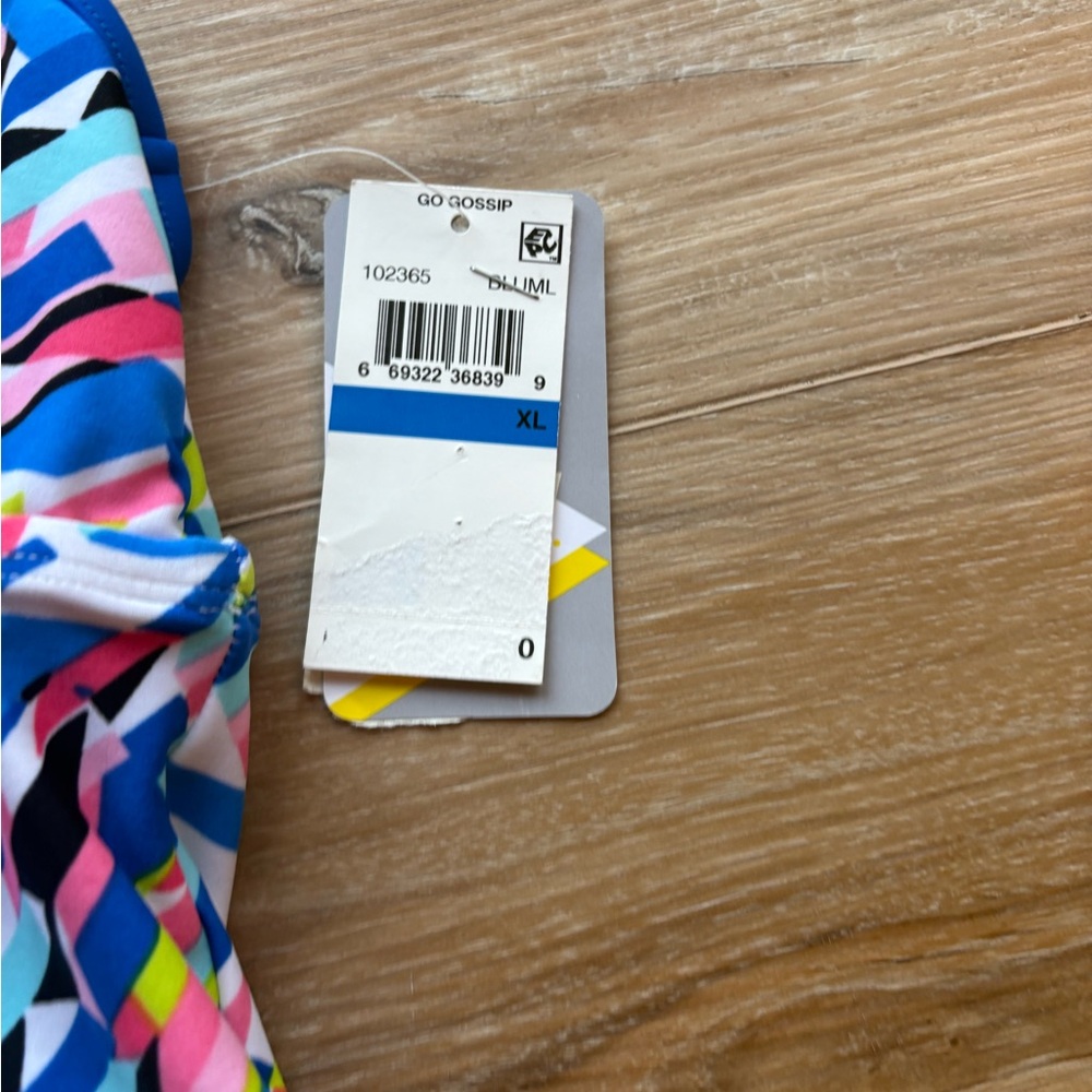 NWT Gossip Swimsuit Tankini Top Sz XL Racerback Blue Multi - Picture 4 of 5